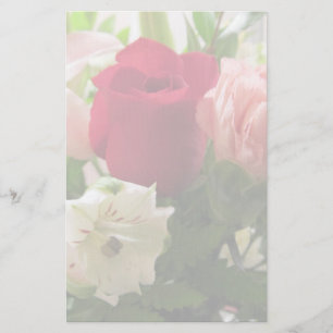 Rote Rose u. Lilien transparent Briefpapier