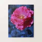 Rote Rose über die blaue Blume Art Puzzle (Vertikal)