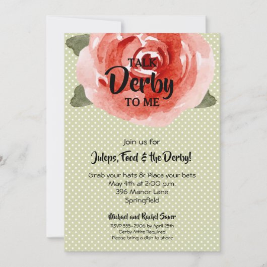 Rote Rose über Limones Derby-Party Einladung (Vorderseite)