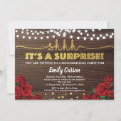 Rote Rose Überraschung 50. Geburtstagsfeier Einladung (Vorderseite)