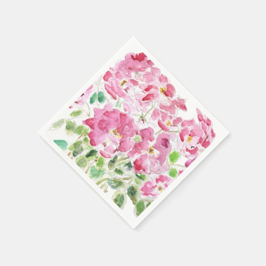 rote Rose und Aquarellnappenfarben Serviette (Ecke)