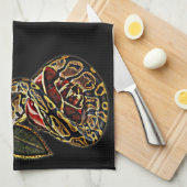 Rote Rose und Ball Python Snake Geschirrtuch (Viertel Falte)