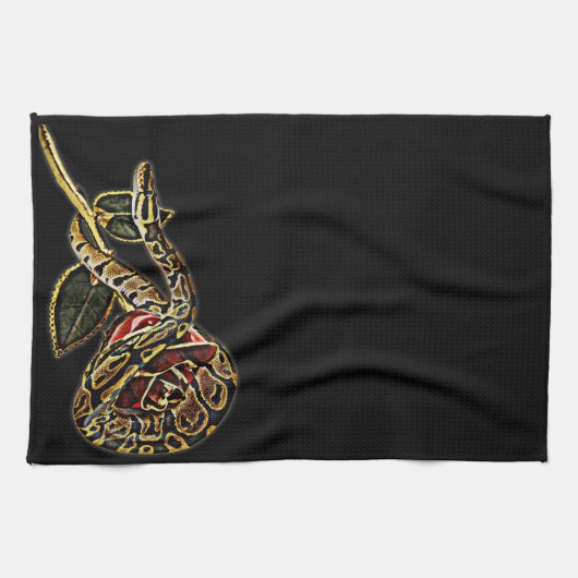 Rote Rose und Ball Python Snake Geschirrtuch (Horizontal)