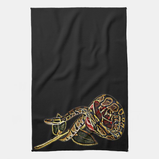 Rote Rose und Ball Python Snake Geschirrtuch (Vertikal)