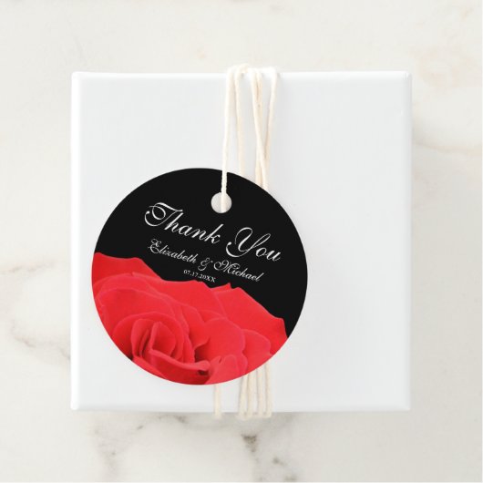 Rote Rose und Black Wedding Vielen Dank Geschenkanhänger (Beispiel)