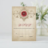 Rote Rose und Blumendekoration RSVP Karte (Stehend Vorderseite)
