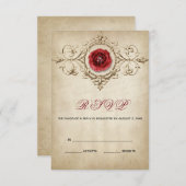 Rote Rose und Blumendekoration RSVP Karte (Vorne/Hinten)