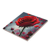 Rote Rose und Buckel, Keramik Fliese (Seite)