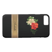 Rote Rose und Daisies - Personalisierter Name Case-Mate iPhone Hülle (Rückseite (Horizontal))
