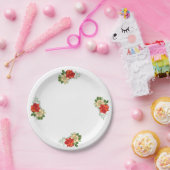 Rote Rose und Design Pappteller (Party)