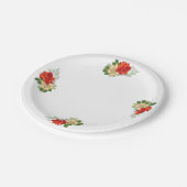 Rote Rose und Design Pappteller (Schrägansicht)