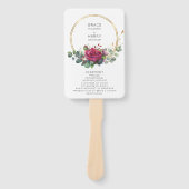 Rote Rose und Eukalyptus Hochzeitsprogramm Handfäc Fächer (Vorderseite)