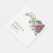 Rote Rose und Eukalyptus Wedding Napkins Serviette (Ecke)