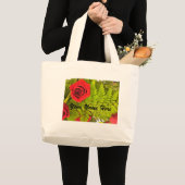 Rote Rose und Fern *personalize* BAG Jumbo Stoffbeutel (Vorderseite (Produkt))