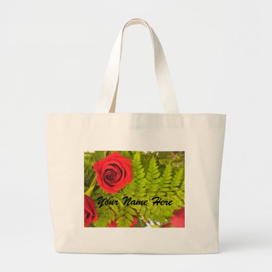 Rote Rose und Fern *personalize* BAG Jumbo Stoffbeutel (Vorne)