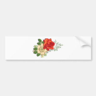Rote Rose und Gänseblümchen Autoaufkleber