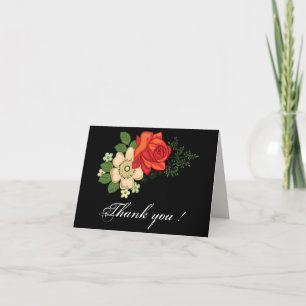 Rote Rose und Gänseblümchen Dankeskarten Schwarz Dankeskarte