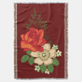 Rote Rose und Gänseblümchen Decke (Vorderseite Vertikal)