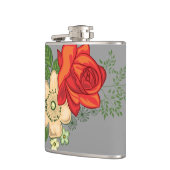 Rote Rose und Gänseblümchen Flachmann (Links)