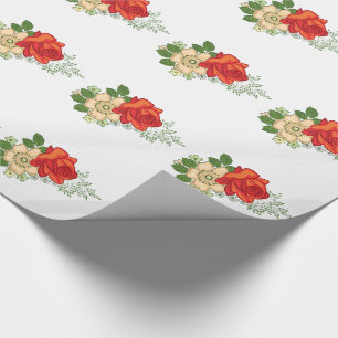Rote Rose und Gänseblümchen Geschenkpapier