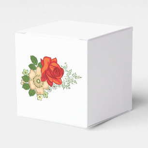 Rote Rose und Gänseblümchen Geschenkschachtel