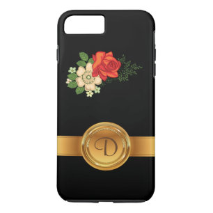 Rote Rose und Gänseblümchen Gold Monogramm Name Case-Mate iPhone Hülle