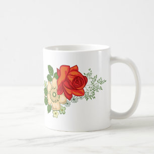 Rote Rose und Gänseblümchen Kaffeetasse