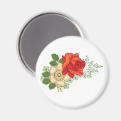 Rote Rose und Gänseblümchen Magnet (Vorderseite/Rückseite)
