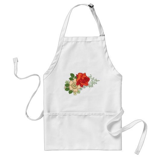 Rote Rose und Gänseblümchen Schürze (Vorne)