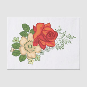 Rote Rose und Gänseblümchen Seidenpapier