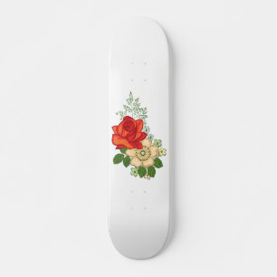 Rote Rose und Gänseblümchen Skateboard