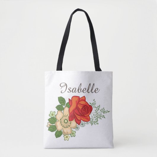 Rote Rose und Gänseblümchen Tasche (Vorderseite)
