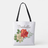 Rote Rose und Gänseblümchen Tasche (Rückseite)