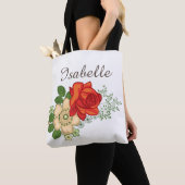Rote Rose und Gänseblümchen Tasche (Von Nahem)