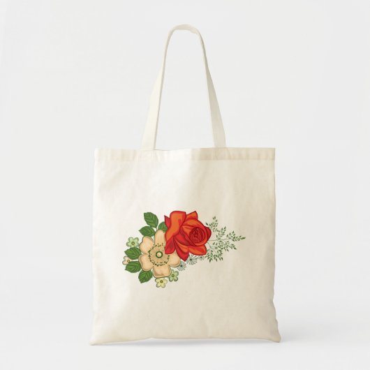 Rote Rose und Gänseblümchen Tragetasche (Vorne)