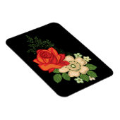 Rote Rose und Gänseblümchen vor schwarzem Hintergr Magnet (Rechte Seite)