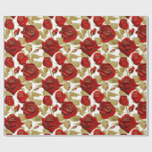 Rote Rose und Gold Geschenkpapier (Flach)