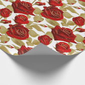 Rote Rose und Gold Geschenkpapier (Ecke)