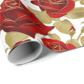 Rote Rose und Gold Geschenkpapier (Rolleneckpunkt)