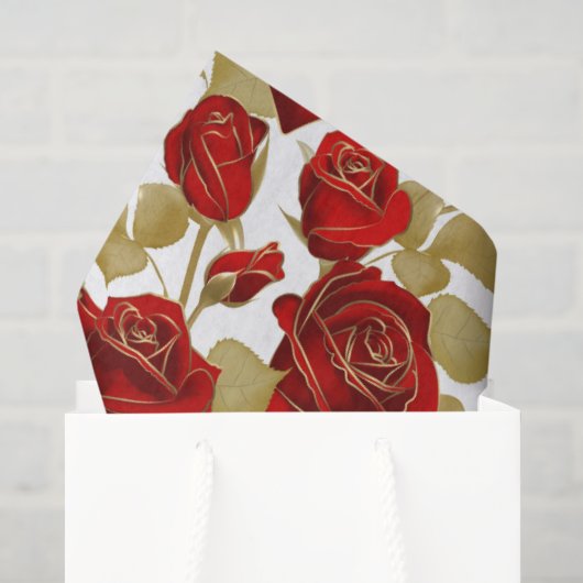 Rote Rose und Gold Seidenpapier (Geschenktüte)