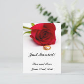 Rote Rose- und GoldDiamantenring Ankündigungspostkarte (Stehend Vorderseite)