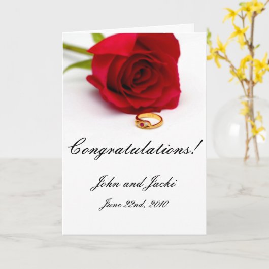 Rote Rose- und GoldDiamantenring Karte (Gelbe Blume)