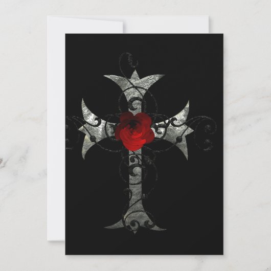 Rote Rose und gotisches Brautparty Einladung (Vorderseite)