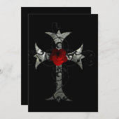 Rote Rose und gotisches Brautparty Einladung (Vorne/Hinten)