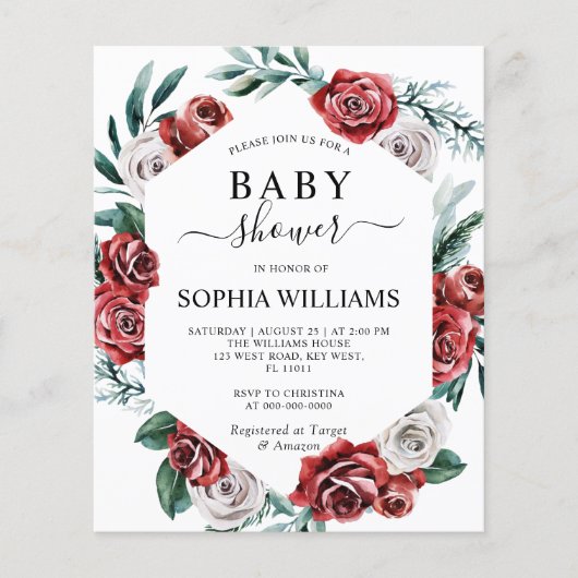 Rote Rose und Grüne Babydusche (Vorderseite)