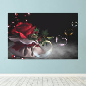 Rote Rose und Herz Leinwanddruck (Insitu (Holzboden))