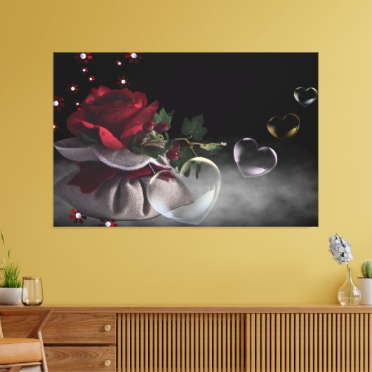 Rote Rose und Herz Leinwanddruck (Insitu (Wohnzimmer))