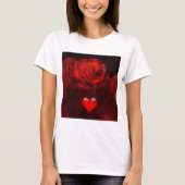 Rote Rose und Herz T-Shirt (Vorderseite)