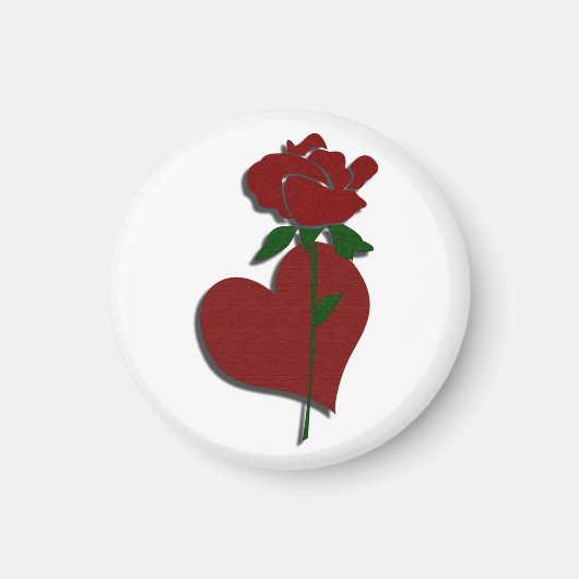 Rote Rose und Herzmagnet Magnet (Vorne)