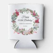 Rote Rose und Holly 100. Geburtstag Elegant Dosenkühler (Vorderseite)